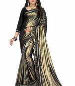 Black plain lycra saree with blouse