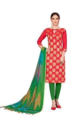 Peach Woven Banarasi Silk Salwar 1