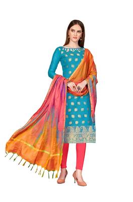 Sky-Blue Woven Banarasi Silk Salwar 1