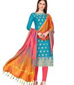 Sky-Blue Woven Banarasi Silk Salwar
