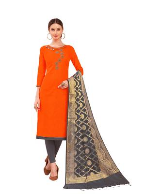 Orange Hand Embroidery Cotton Salwar 1