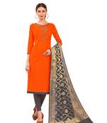 Orange Hand Embroidery Cotton Salwar