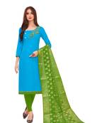 Sky-Blue Hand Embroidery Cotton Salwar