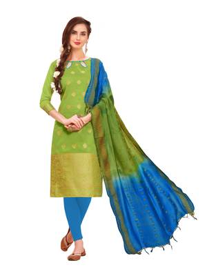 Green Woven Banarasi Silk Salwar 1