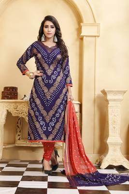 Blue Bandhej Banarasi Cotton Salwar 1