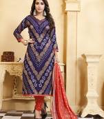 Blue Bandhej Banarasi Cotton Salwar
