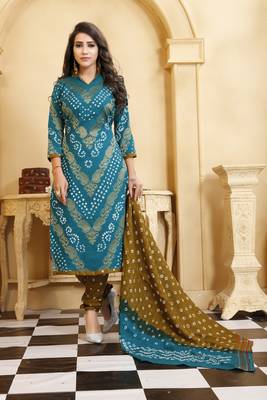 Sky Blue Bandhej Banarasi Cotton Salwar 1