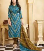 Sky Blue Bandhej Banarasi Cotton Salwar
