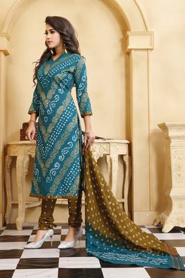 Sky Blue Bandhej Banarasi Cotton Salwar 2