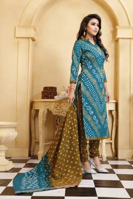 Sky Blue Bandhej Banarasi Cotton Salwar 3