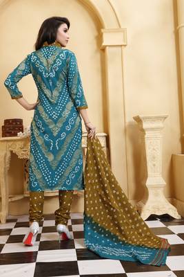 Sky Blue Bandhej Banarasi Cotton Salwar 4