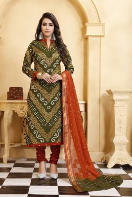 Green Bandhej Banarasi Cotton Salwar 1