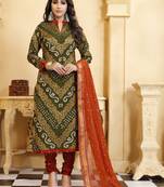 Green Bandhej Banarasi Cotton Salwar