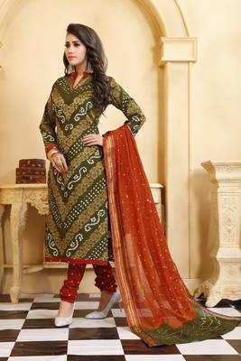 Green Bandhej Banarasi Cotton Salwar 2