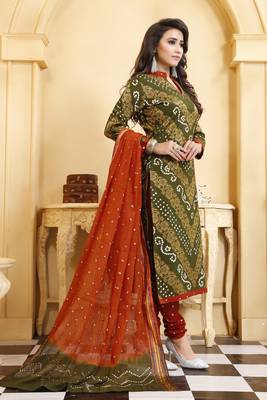 Green Bandhej Banarasi Cotton Salwar 3
