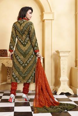 Green Bandhej Banarasi Cotton Salwar 4