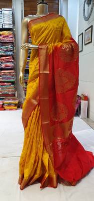 Yellow Embroidered Faux Raw Silk Saree With Blouse 3