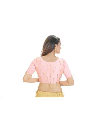 pink embroidered art silk saree with blouse 3