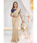 beige embroidered art silk saree with blouse