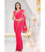 pink embroidered georgette saree with blouse