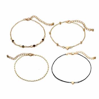 Cordula Golden Anklet Set - 4 Pcs Anklet Set 1