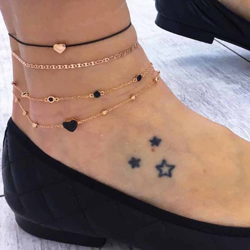 Cordula Golden Anklet Set - 4 Pcs Anklet Set