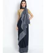 blue printed cotton saree with blouse