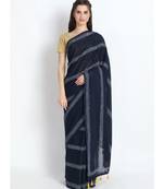 blue printed cotton saree with blouse