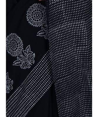 blue printed cotton saree with blouse 4
