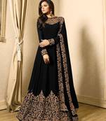 Black Embroidered Faux Georgette Anarakali With Dupatta