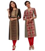 Multicolor Printed Cotton Unstitched Combo Kurtis ( Set Of 2 )