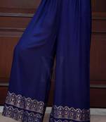 Navy Blue & Golden Print Panelled Palazzo