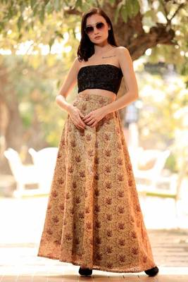 Garden Digital Printed Flaired Long Skirt 1