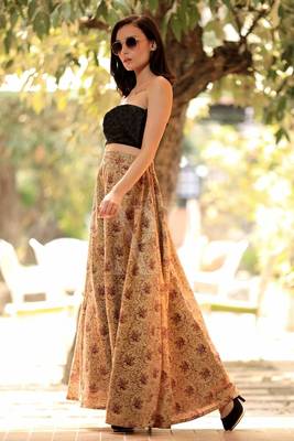 Garden Digital Printed Flaired Long Skirt 2