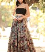 Vintage Rose Digital Printed Flaired Long Skirt