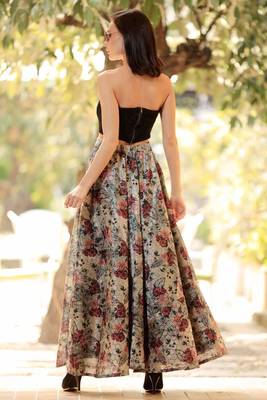 Vintage Rose Digital Printed Flaired Long Skirt 3