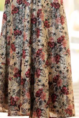 Vintage Rose Digital Printed Flaired Long Skirt 4