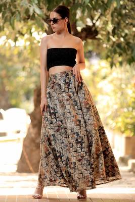 Tropical Digital Printed Flaired Long Skirt 1