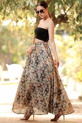 Tropical Digital Printed Flaired Long Skirt 2
