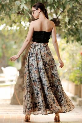 Tropical Digital Printed Flaired Long Skirt 3