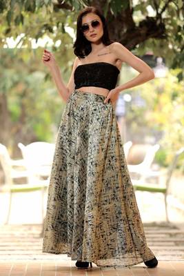 Black Rose Digital Printed Flaired Long Skirt 1