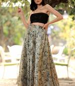 Black Rose Digital Printed Flaired Long Skirt
