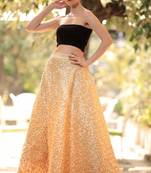 Blossom Golden Embroidered Flaired Long Skirt