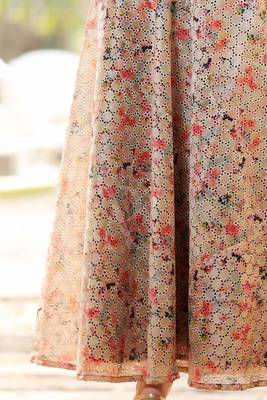 Eyelet Digital Printed Flaired Long Skirt 4