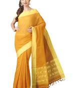 Yellow woven cotton saree with blouse