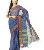 Purple woven cotton saree with blouse