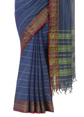 Purple woven cotton saree with blouse 4