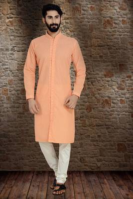 Peach Stylish And  Fancy Lucknowi Embroidery Kurta Pyjama 1