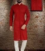 Red Stylish And  Fancy Embroidery Kurta Pyjama