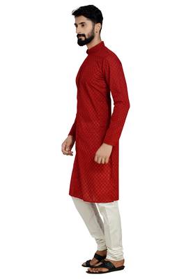 Red Stylish And  Fancy Embroidery Kurta Pyjama 3